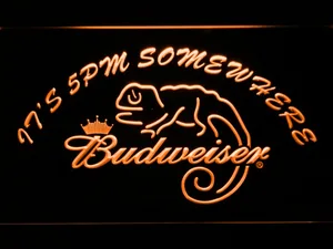 Budweiser Lizard It's 5pm Somewhere LED Neon Sign