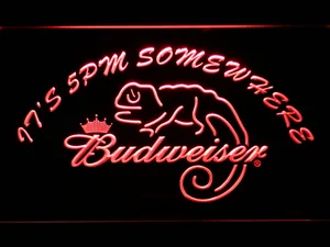 Budweiser Lizard It's 5pm Somewhere LED Neon Sign