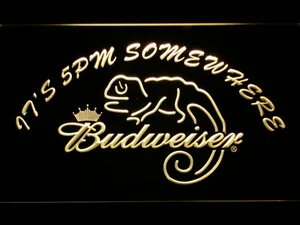 Budweiser Lizard It's 5pm Somewhere LED Neon Sign