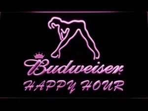 Budweiser Woman's Silhouette Happy Hour LED Neon Sign