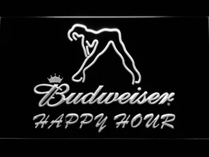 Budweiser Woman's Silhouette Happy Hour LED Neon Sign