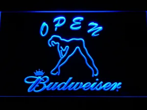 Budweiser Woman's Silhouette Open LED Neon Sign