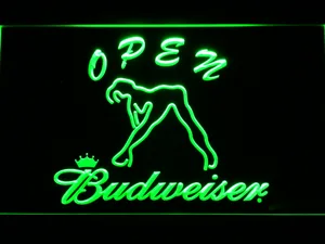 Budweiser Woman's Silhouette Open LED Neon Sign