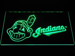 Cleveland Indians Wahoo Wordmark LED Neon Sign
