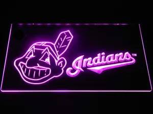 Cleveland Indians Wahoo Wordmark LED Neon Sign