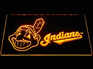 Cleveland Indians Wahoo Wordmark LED Neon Sign