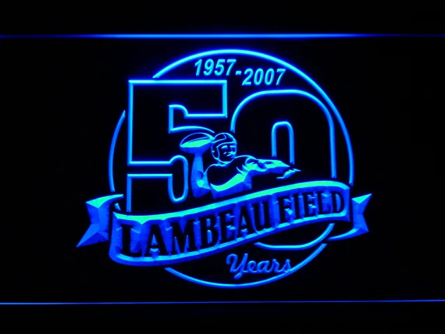Green Bay Packers Lambeau Field 50th Anniversary LED Neon Sign - Legacy Edition