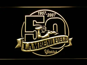 Green Bay Packers Lambeau Field 50th Anniversary LED Neon Sign - Legacy Edition