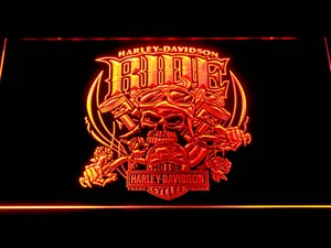 Harley Davidson Skull Ride LED Neon Sign