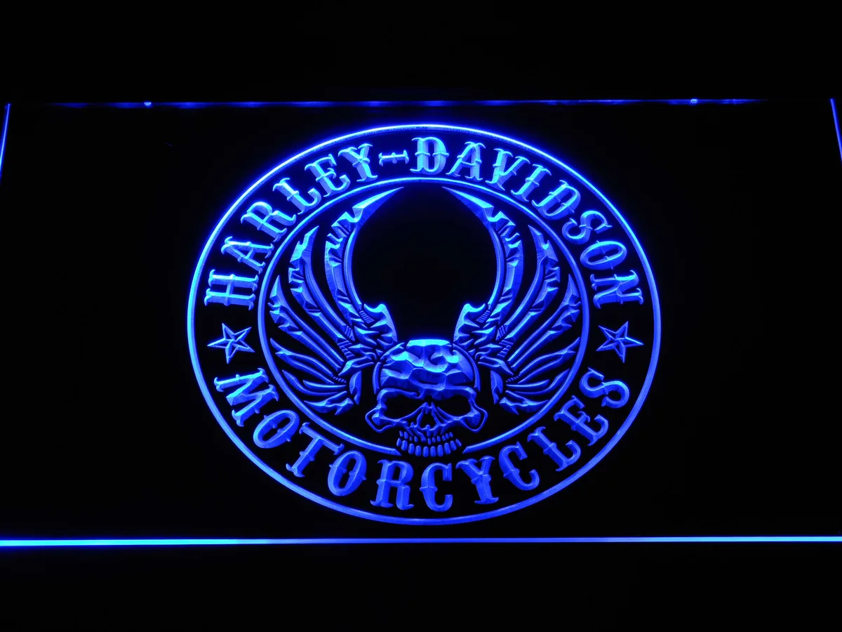 Harley Davidson Skull with Wings LED Neon Sign