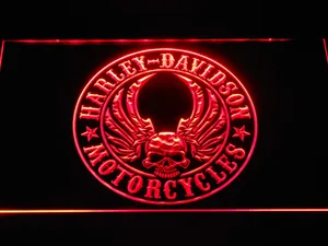 Harley Davidson Skull with Wings LED Neon Sign