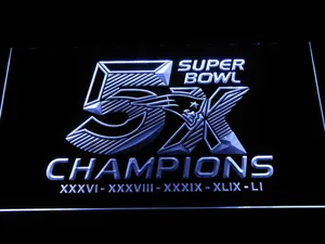 New England Patriots 5X Super Bowl Champions LED Neon Sign