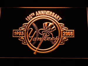New York Yankees 100th Anniversary Logo LED Neon Sign - Legacy Edition