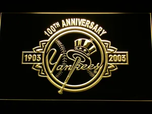 New York Yankees 100th Anniversary Logo LED Neon Sign - Legacy Edition