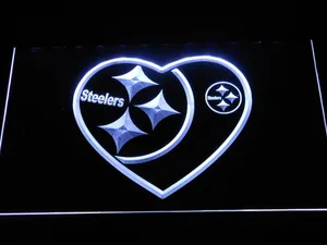 Pittsburgh Steelers Heart LED Neon Sign