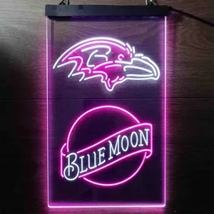 Baltimore Ravens Blue Moon Neon-Like LED Sign