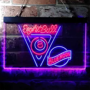 Blue Moon Eight Ball Billiards Pool Neon-Like LED Sign