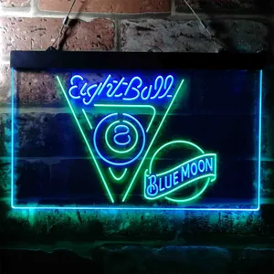 Blue Moon Eight Ball Billiards Pool Neon-Like LED Sign