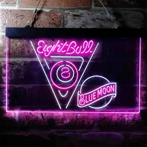 Blue Moon Eight Ball Billiards Pool Neon-Like LED Sign