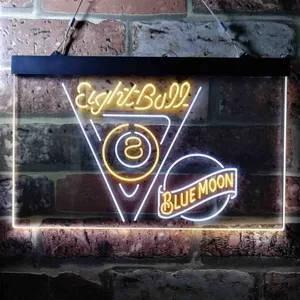 Blue Moon Eight Ball Billiards Pool Neon-Like LED Sign