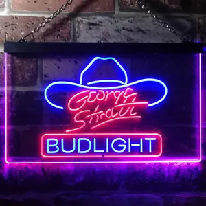 Bud Light George Strait Hat Neon-Like LED Sign