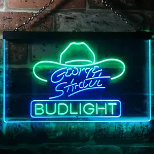 Bud Light George Strait Hat Neon-Like LED Sign