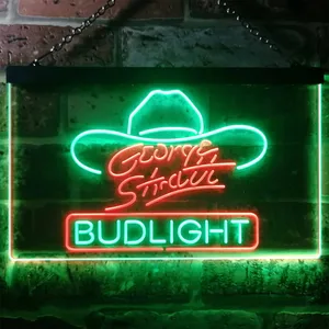 Bud Light George Strait Hat Neon-Like LED Sign