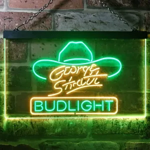 Bud Light George Strait Hat Neon-Like LED Sign