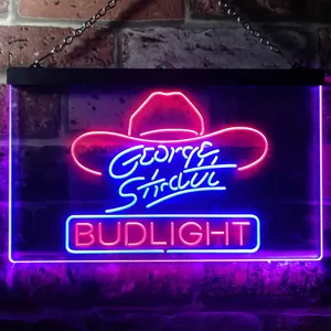 Bud Light George Strait Hat Neon-Like LED Sign