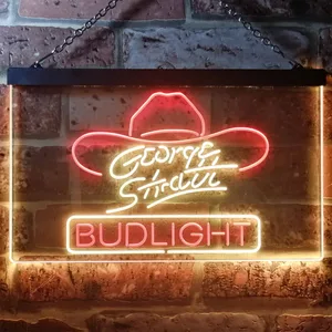 Bud Light George Strait Hat Neon-Like LED Sign