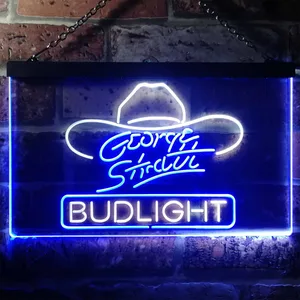 Bud Light George Strait Hat Neon-Like LED Sign