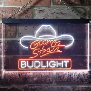 Bud Light George Strait Hat Neon-Like LED Sign