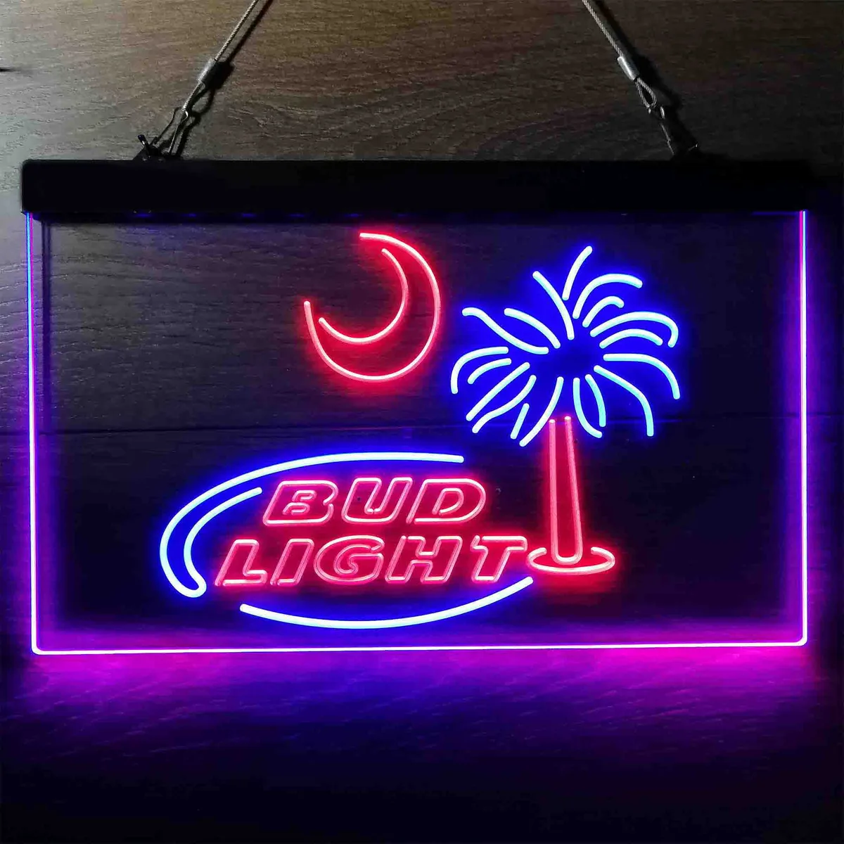 Bud Light Palm Tree with Moon Neon-Like LED Sign