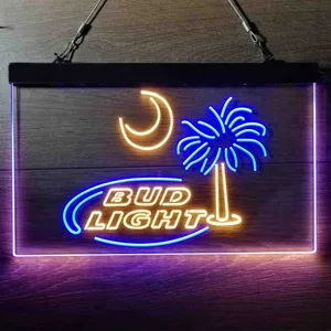 Bud Light Palm Tree with Moon Neon-Like LED Sign