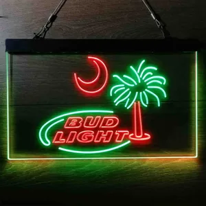 Bud Light Palm Tree with Moon Neon-Like LED Sign