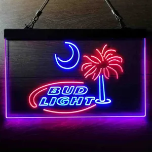 Bud Light Palm Tree with Moon Neon-Like LED Sign