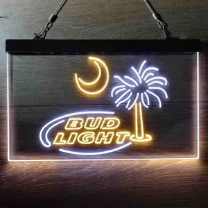 Bud Light Palm Tree with Moon Neon-Like LED Sign
