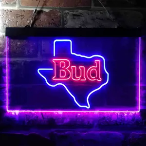 Bud Texas Map Neon-Like LED Sign