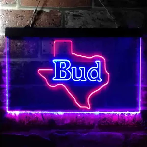 Bud Texas Map Neon-Like LED Sign
