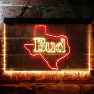 Bud Texas Map Neon-Like LED Sign