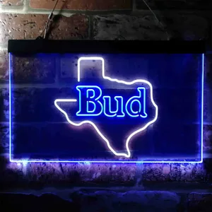 Bud Texas Map Neon-Like LED Sign
