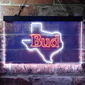Bud Texas Map Neon-Like LED Sign