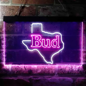 Bud Texas Map Neon-Like LED Sign