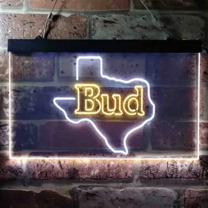 Bud Texas Map Neon-Like LED Sign