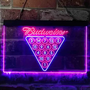 Budweiser 15 Ball Billiards Pool Neon-Like LED Sign