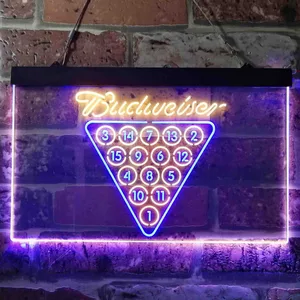 Budweiser 15 Ball Billiards Pool Neon-Like LED Sign