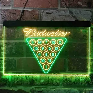Budweiser 15 Ball Billiards Pool Neon-Like LED Sign