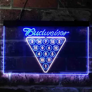 Budweiser 15 Ball Billiards Pool Neon-Like LED Sign