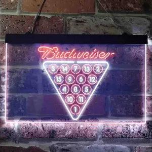 Budweiser 15 Ball Billiards Pool Neon-Like LED Sign
