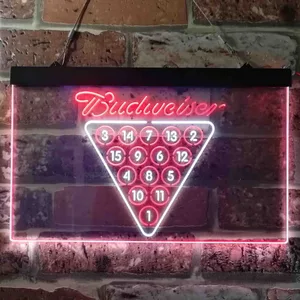 Budweiser 15 Ball Billiards Pool Neon-Like LED Sign